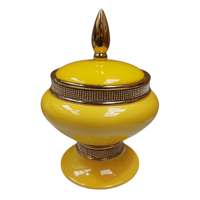 Sopera Porcelana Ochun 32 x 23 cm Diamantes (Amarillo con dorado) 10 in